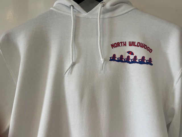 North Wildwood Beach Chair Hooded Sweatshirt - White